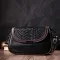 Стильна сумка для жінок з фактурним клапаном із натуральної шкіри Vintage 22374 Чорна