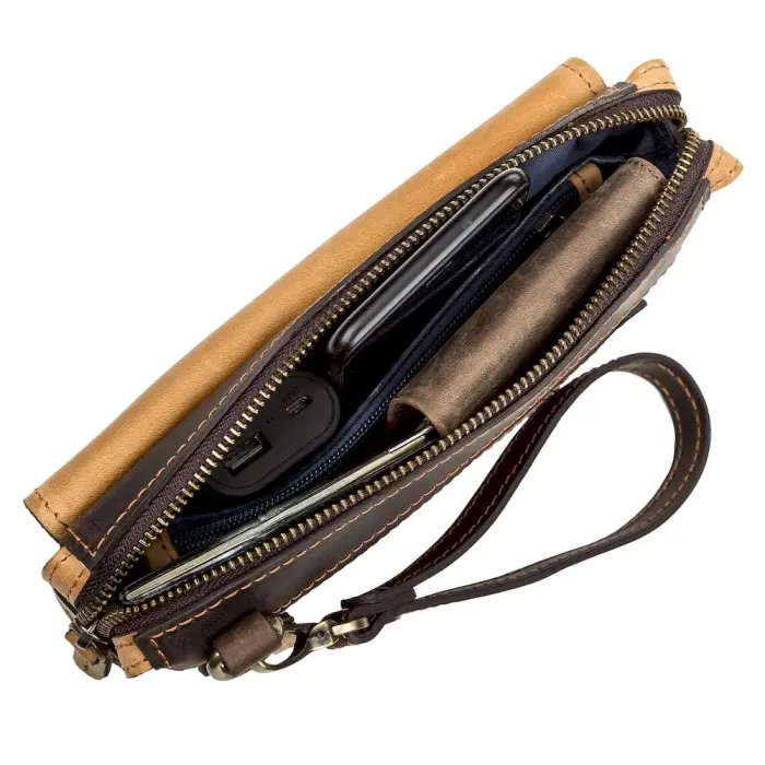 Чоловічий клатч SHVIGEL 11086 шкіряний Коричневий