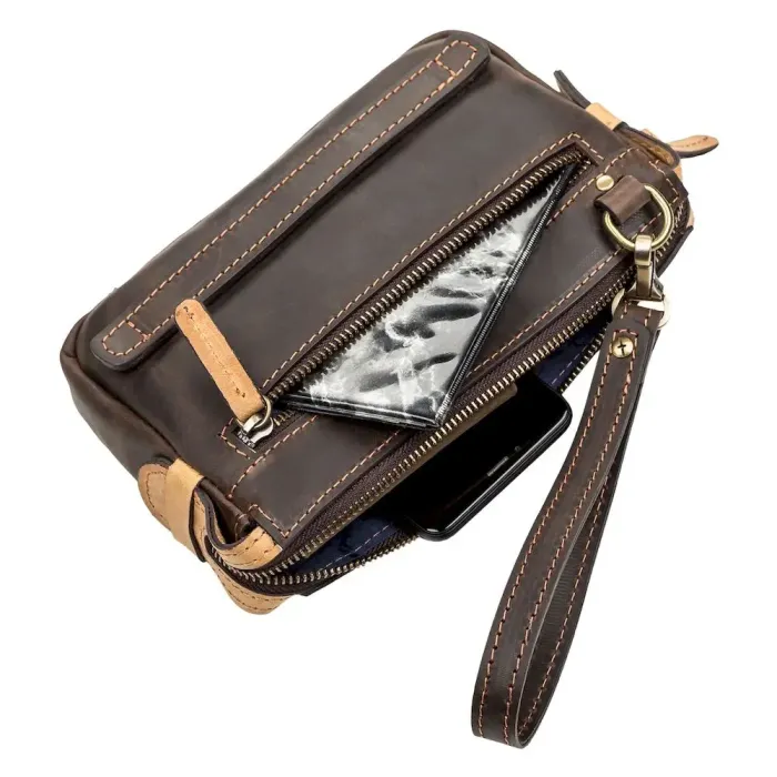 Чоловічий клатч SHVIGEL 11086 шкіряний Коричневий