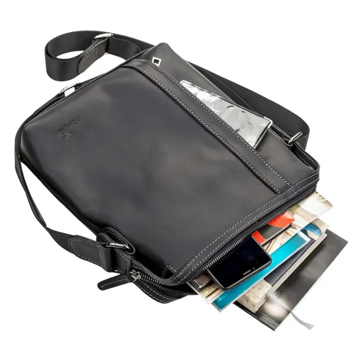 Сумка чоловіча SHVIGEL 11098 шкіряна Чорна