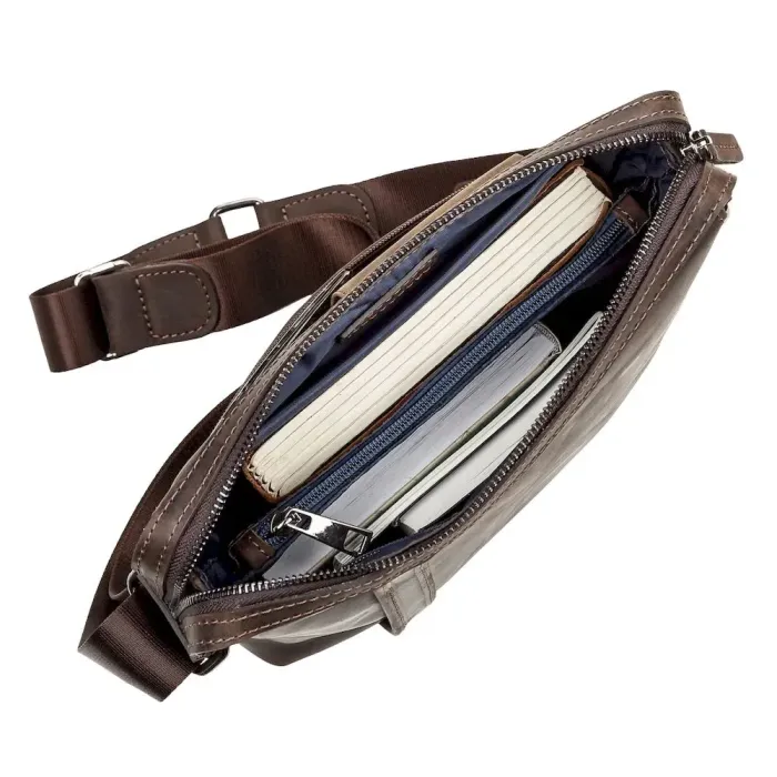 Сумка чоловіча SHVIGEL 11099 шкіряна Коричнева