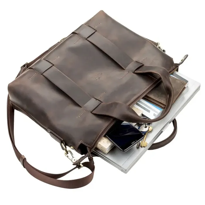 Сумка чоловіча SHVIGEL 11105 шкіряна Коричнева