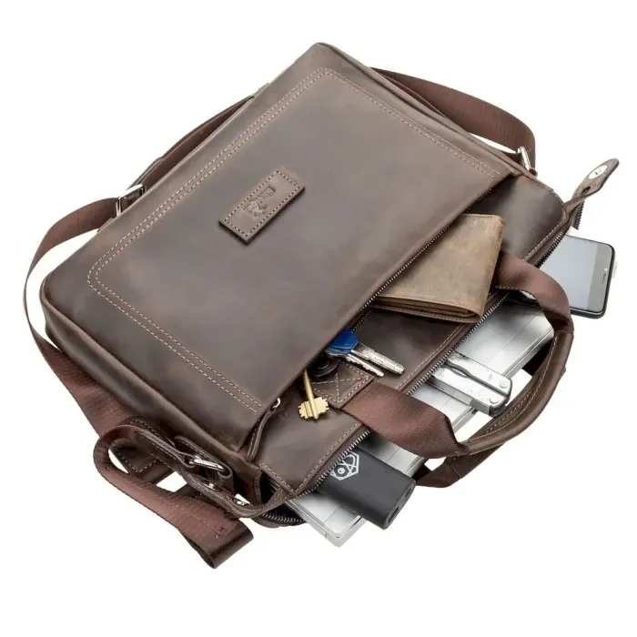 Сумка чоловіча SHVIGEL 11108 шкіряна Коричнева