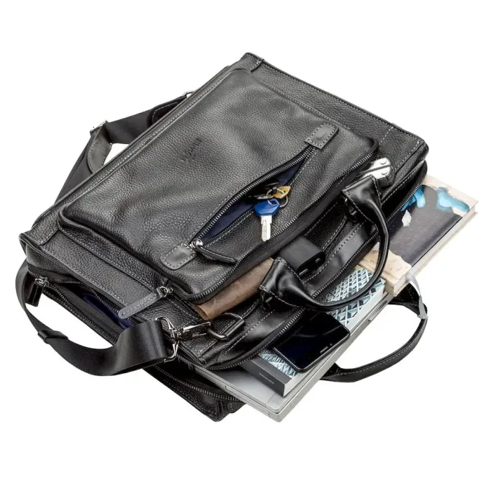 Сумка чоловіча SHVIGEL 11116 шкіряна Чорна