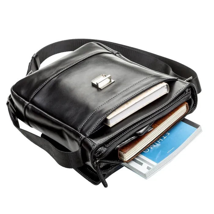 Сумка чоловіча SHVIGEL 11118 шкіряна Чорна