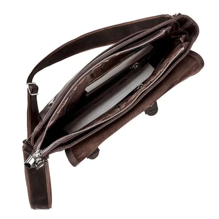 Сумка чоловіча SHVIGEL 11129 із вінтажної шкіри Коричнева