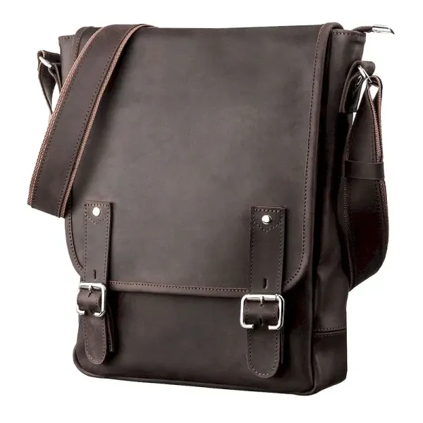 Сумка чоловіча SHVIGEL 11129 із вінтажної шкіри Коричнева