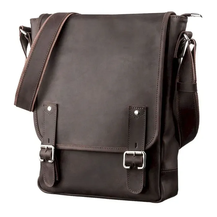 Сумка чоловіча SHVIGEL 11129 із вінтажної шкіри Коричнева