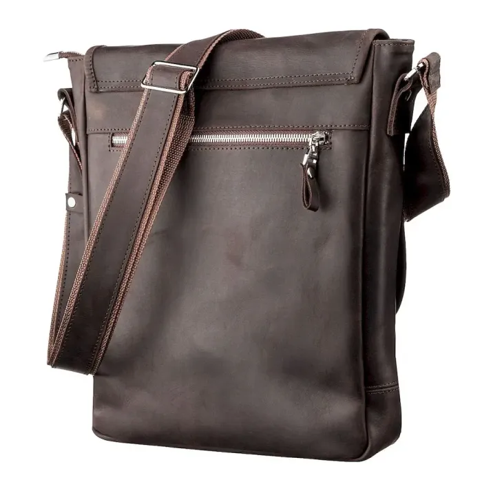 Сумка чоловіча SHVIGEL 11129 із вінтажної шкіри Коричнева
