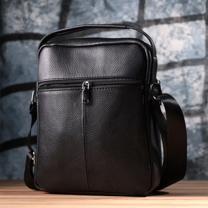 Стильна вертикальна сумка для чоловіків із натуральної шкіри Vintage 15113 Чорний