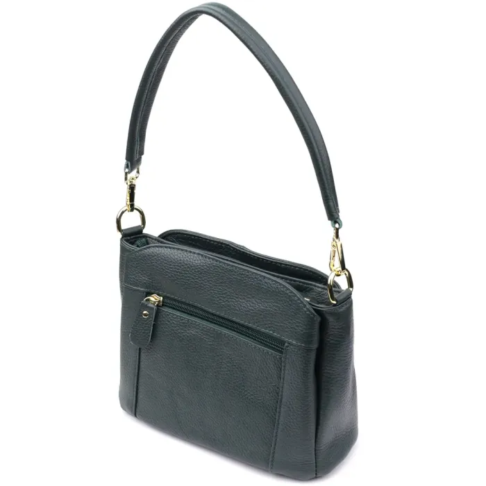 Елегантна шкіряна сумка для жінок з трьома відділеннями Vintage 22977 Зелений