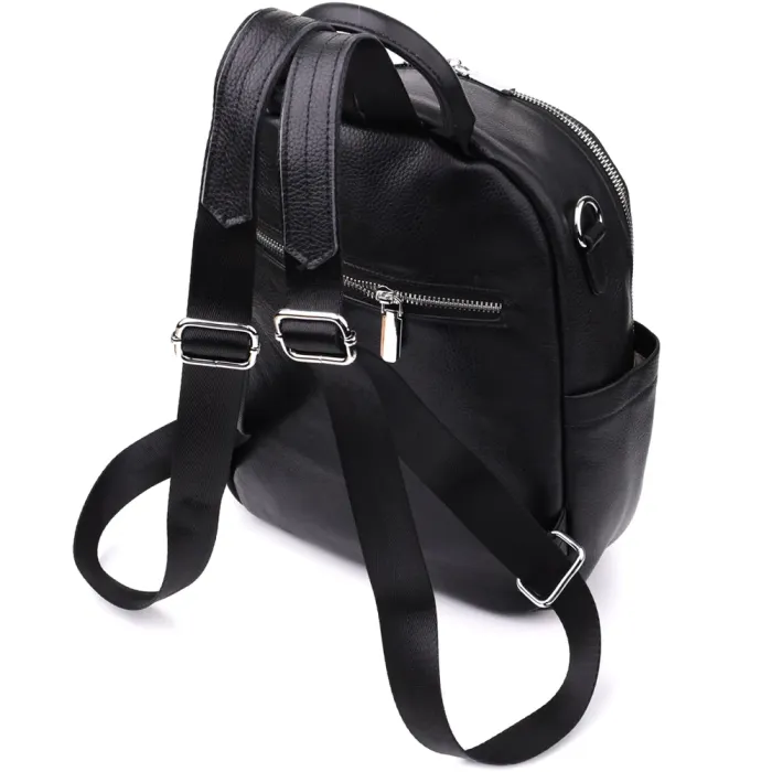 Практичний жіночий рюкзак з натуральної шкіри Vintage 23057 Чорний