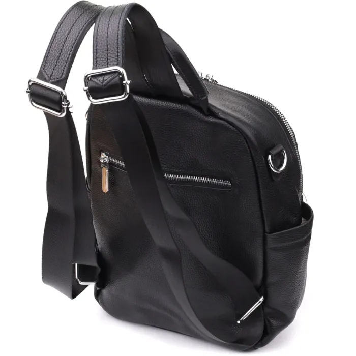 Цікавий жіночий рюкзак з натуральної шкіри Vintage 23059 Чорний