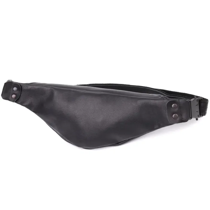 Сумка бананка для чоловіків з гладкої натуральної шкіри Shvigel 23134 Чорний