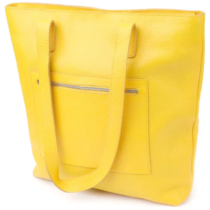 Місткий жіночий шоппер із натуральної шкіри Shvigel 15156 Жовтий