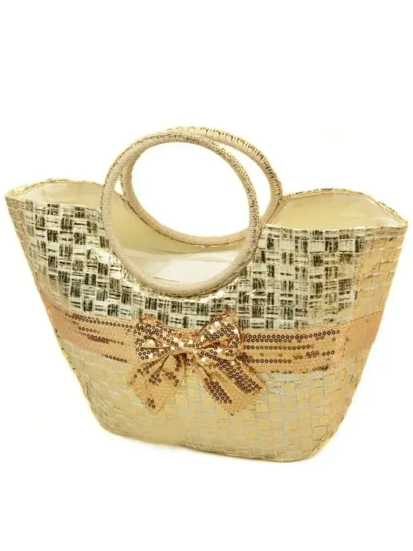 Сумка Женская Корзина текстиль Luxeva PC7167-1 natural gold