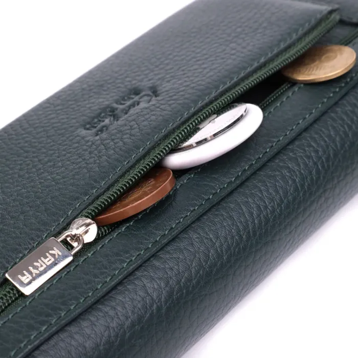 Горизонтальний жіночий гаманець з натуральної шкіри KARYA 22852 Зелений