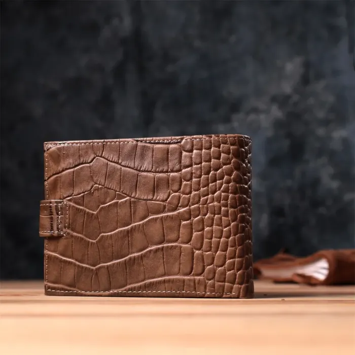 Місткий чоловічий гаманець з натуральної шкіри KARYA 22854 Коричневий