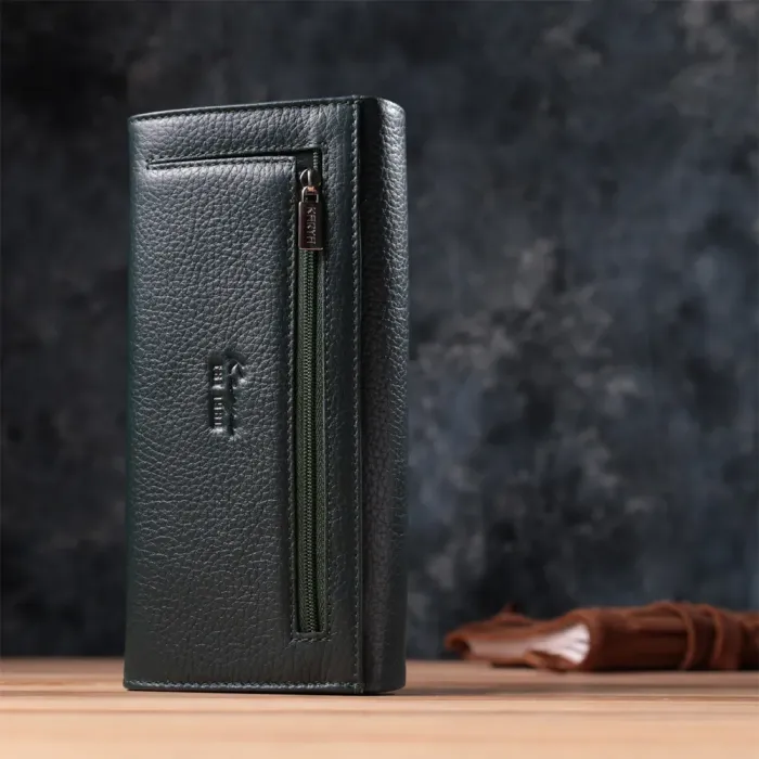 Горизонтальний жіночий гаманець з натуральної шкіри KARYA 22852 Зелений