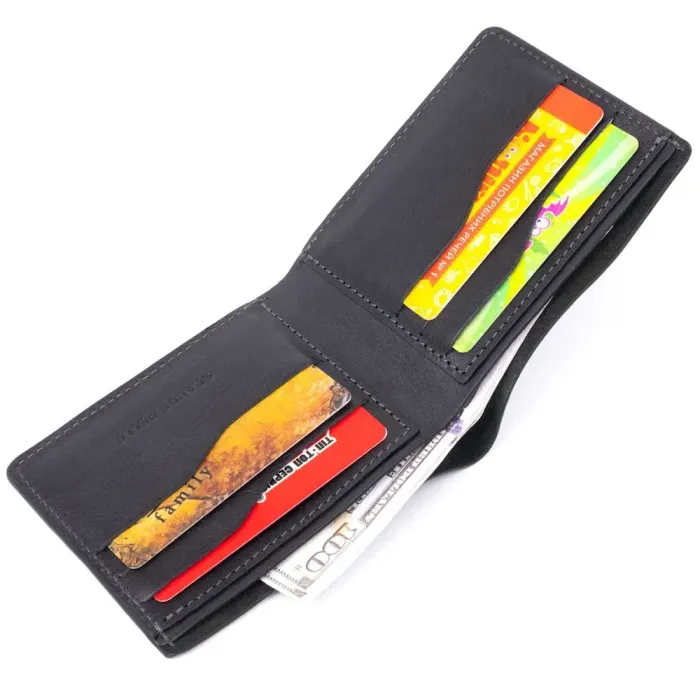 Горизонтальное портмоне в гладкой коже без застежки GRANDE PELLE 11311 Черное