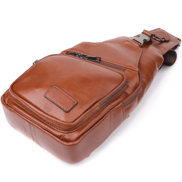 Зручна чоловіча сумка через плече з натуральної шкіри Vintage 23049 Рудий