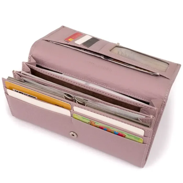 Гаманець шкіряний з механічною монетницею ST Leather 19276 Ліловий