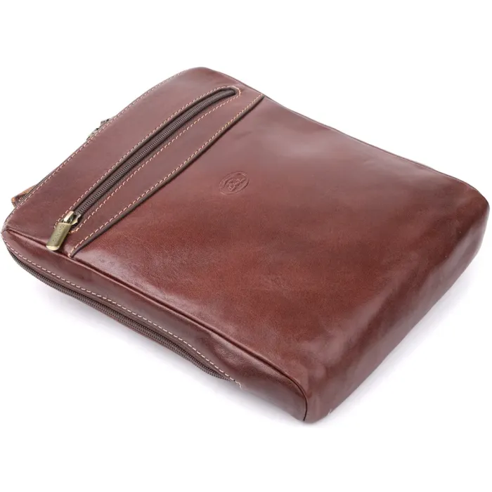 Стильна чоловіча сумка через плече з гладкої натуральної шкіри Tony Perotti 20854_1 (9137-20 moro) Коричневий