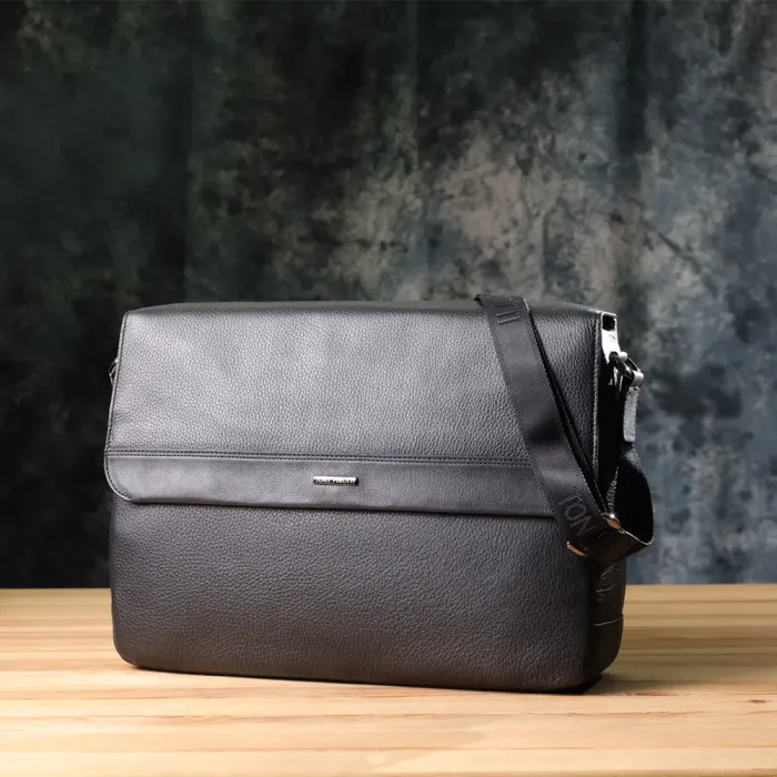 Чоловіча сумка-портфель для ноутбука із зернистої натуральної шкіри Tony Perotti 20864_1 (6036-38 nero) Чорний