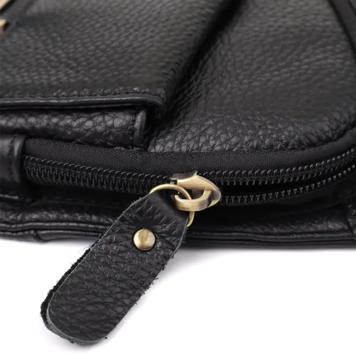 Стильна чоловіча сумка через плече із зернистої натуральної шкіри Vintage 22964 Чорний