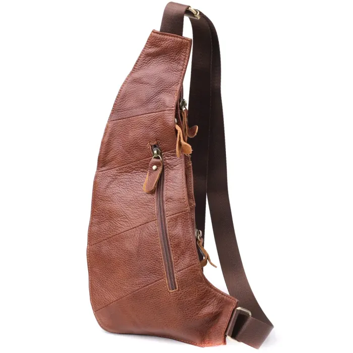 Зручна чоловіча сумка з великою кількістю кишень із натуральної шкіри Vintage 22963 Коричневий