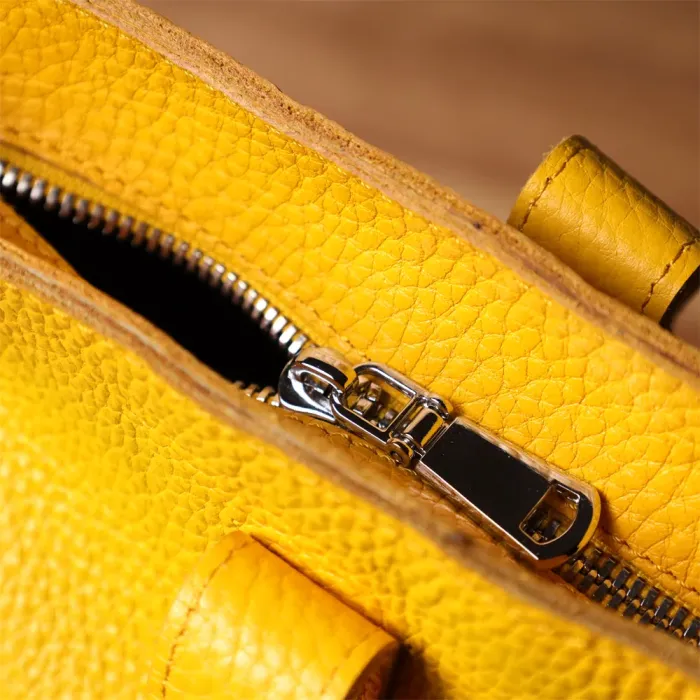 Місткий жіночий шоппер із натуральної шкіри Shvigel 15156 Жовтий