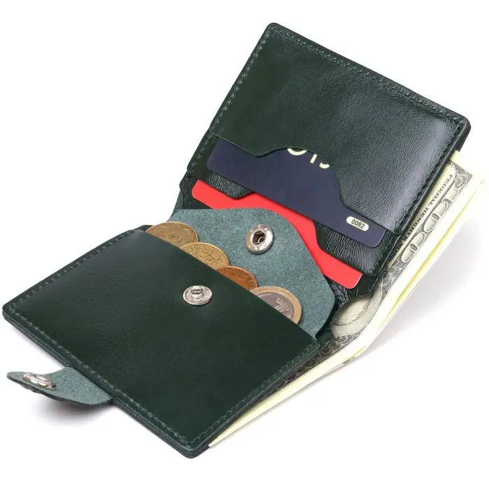 Чоловічий стильний шкіряний портмоне Shvigel 16483 Зелений