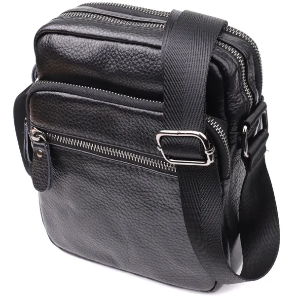 Чоловічі сумки на плече з натуральної шкіри Vintage 23020 Чорний
