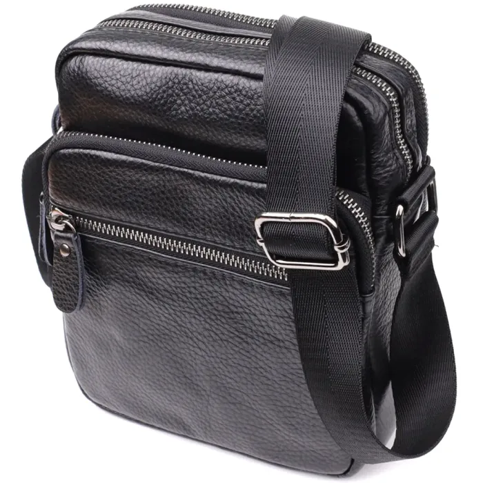 Чоловічі сумки на плече з натуральної шкіри Vintage 23020 Чорний