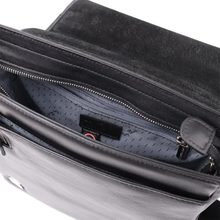 Чоловіча сумка через плече з м'якої натуральної шкіри Tony Perotti 20845_1 (9207-24 nero) Чорний