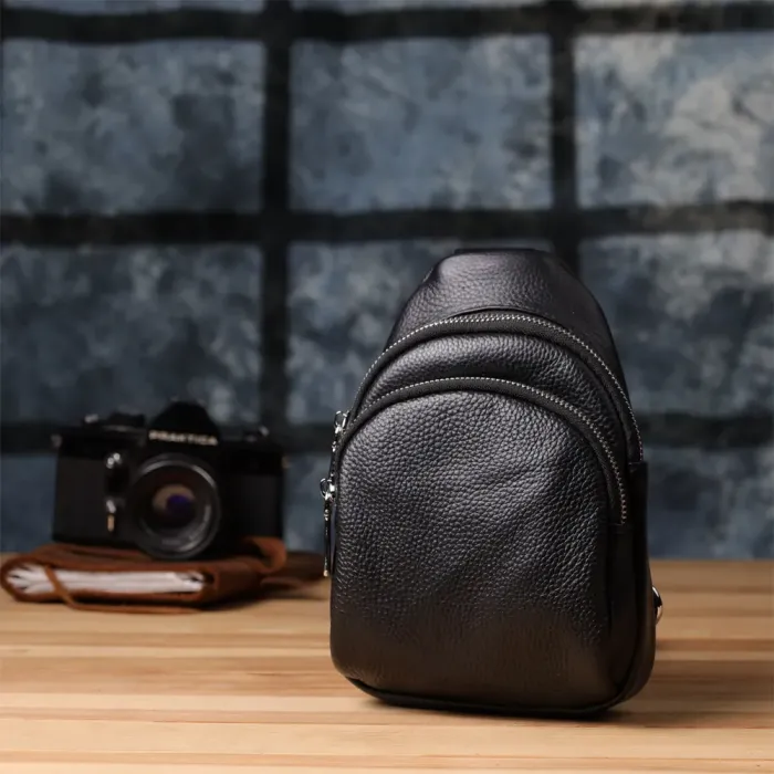 Жіноча сумка слінг із натуральної шкіри Vintage 22935 Чорний