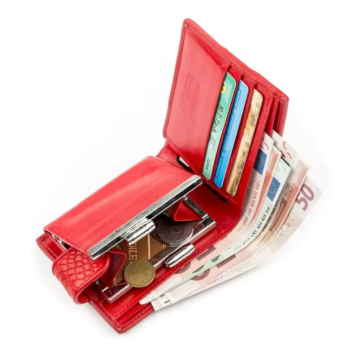Портмоне жіноче CROCODILE LEATHER 18137 з натуральної шкіри крокодила Червоне