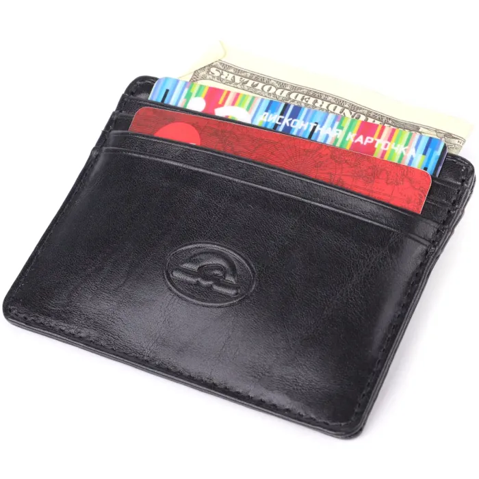 Стильний картхолдер із глянсової натуральної шкіри Tony Perotti 20894_1 (2236 nero) Чорний