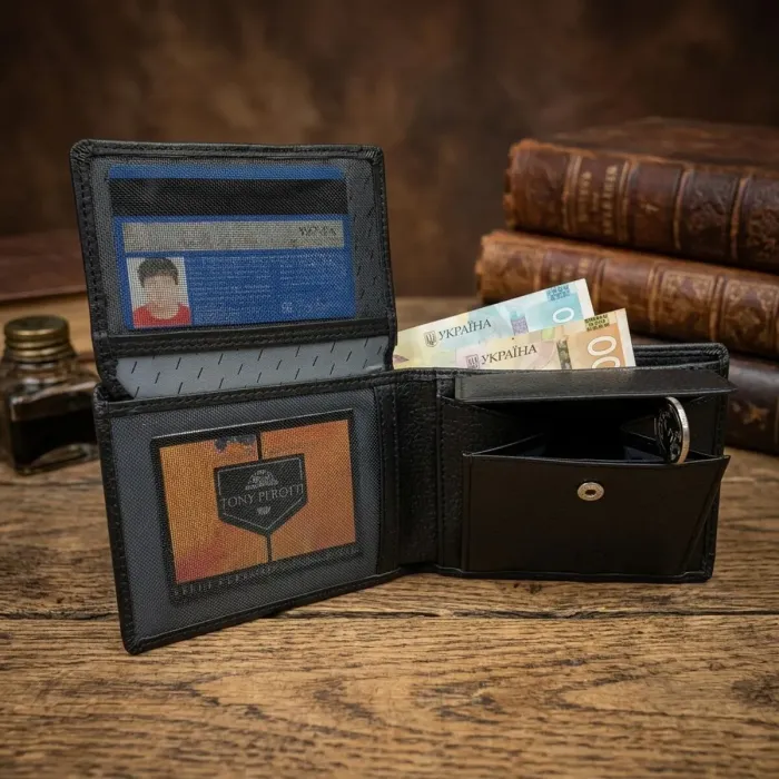 Горизонтальне портмоне Tony Perotti Contatto 396 nero (90448) Чорне