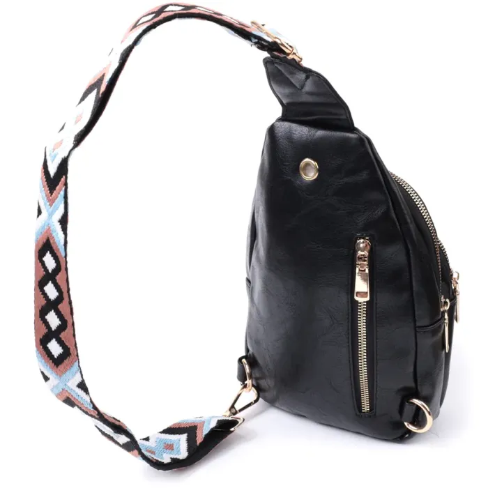 Сумка невеликого розміру з однією лямкою через плече з гладкої екошкіри Vintage 22770 Чорний