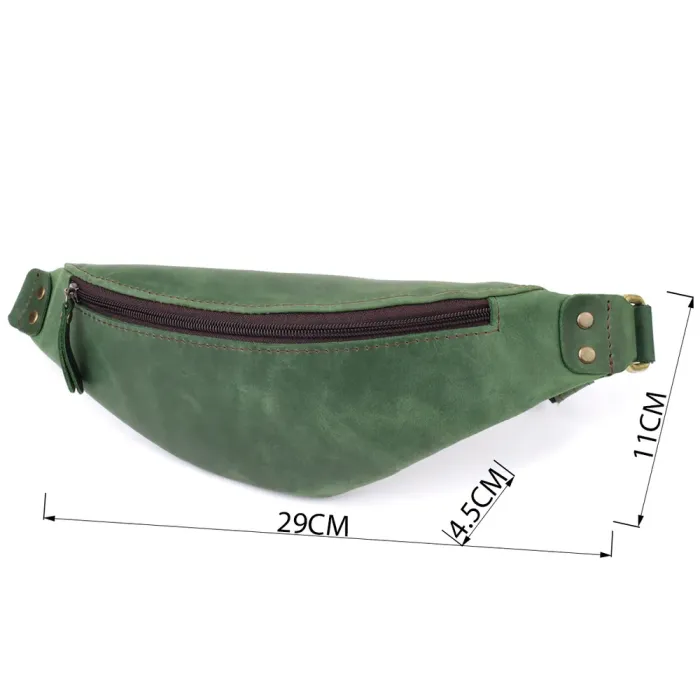 Містка бананка для чоловіків з натуральної вінтажної шкіри Shvigel 23133 Зелений