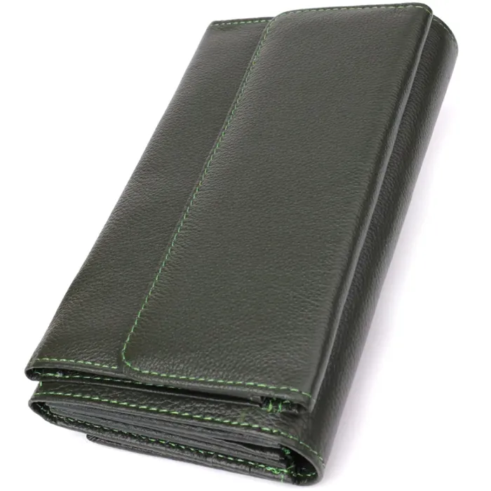 Горизонтальний гаманець з кишенею для телефону з натуральної шкіри ST Leather 23068 Зелений