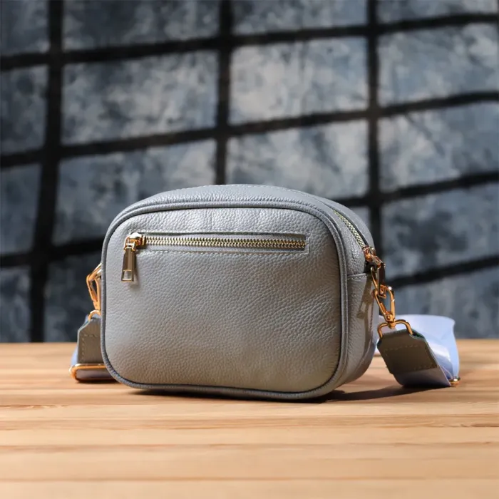 Незвичайна сумка жіноча на кожен день з натуральної шкіри Vintage 22902 Сіро-блакитний