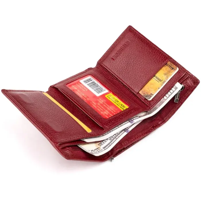 Горизонтальное портмоне из кожи женское на магните ST Leather 19333 Бордовое