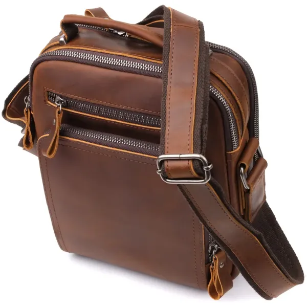 Чоловіча ділова сумка з ручкою для перенесення в руці з натуральної шкіри Vintage 23033 Коричневий