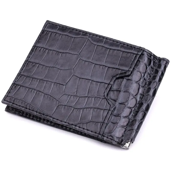 Практичний чоловічий гаманець-затиск із натуральної шкіри KARYA 22851 Сірий