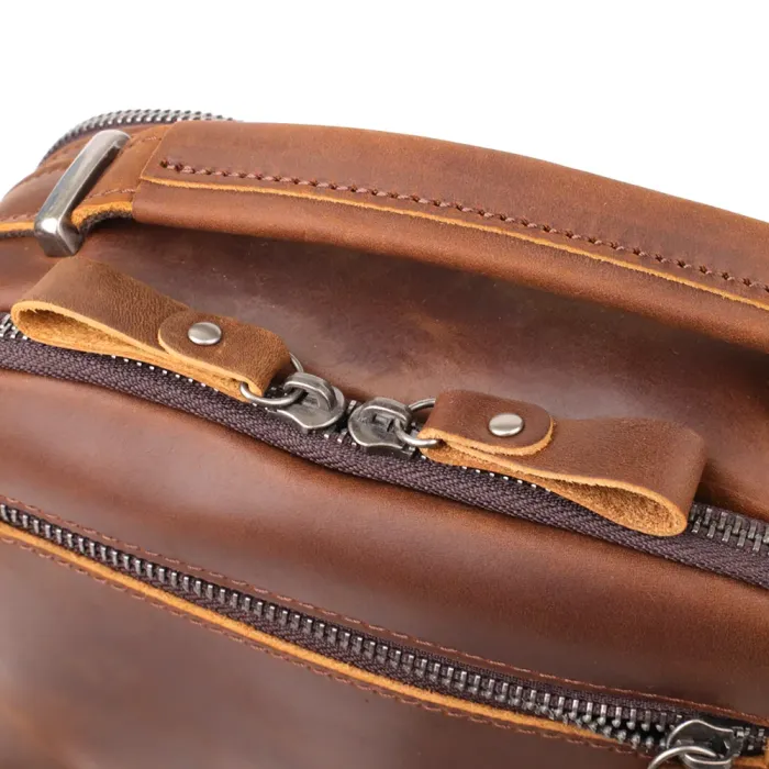 Чоловіча ділова сумка з ручкою для перенесення в руці з натуральної шкіри Vintage 23033 Коричневий