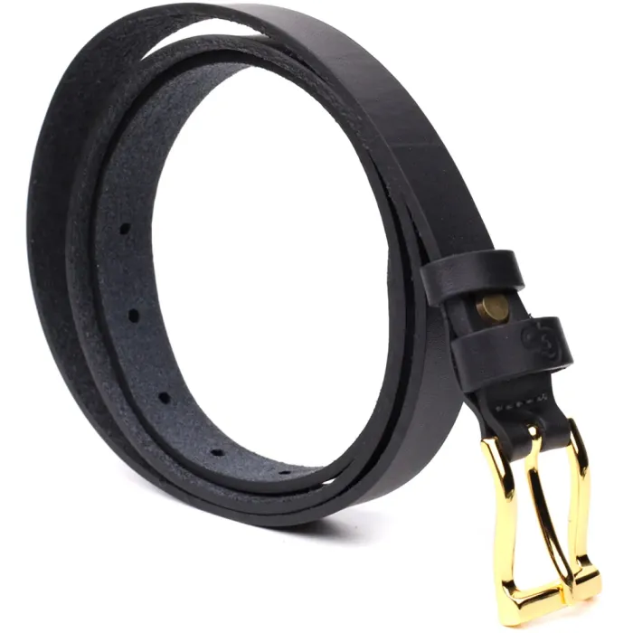 Тонкий шкіряний ремінь для жінок GRANDE PELLE 22947 Чорний