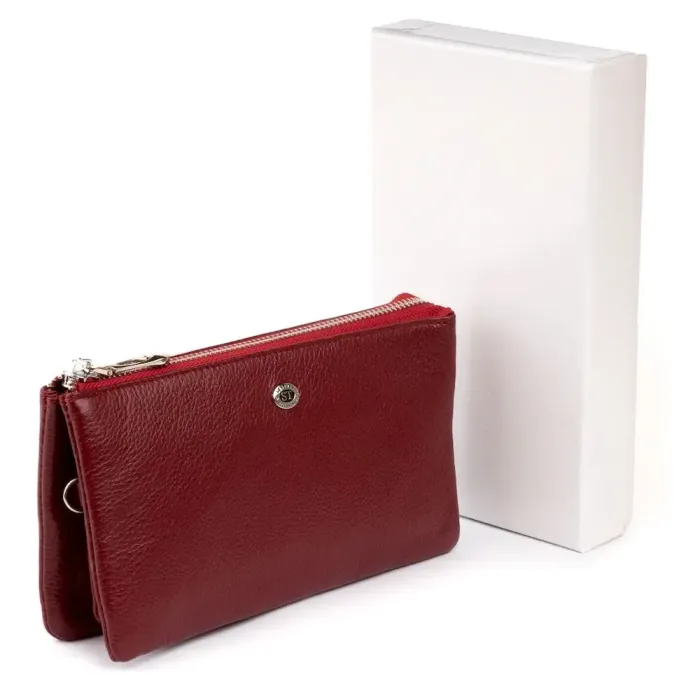 Місткий клатч на два відділення жіночий ST Leather 19249 Бордовий