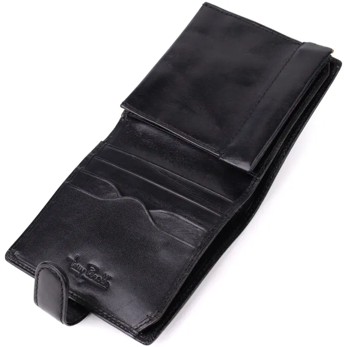 Стильний гаманець унісекс із глянсової натуральної шкіри Tony Perotti 20885_1 (1256 nero) Чорний